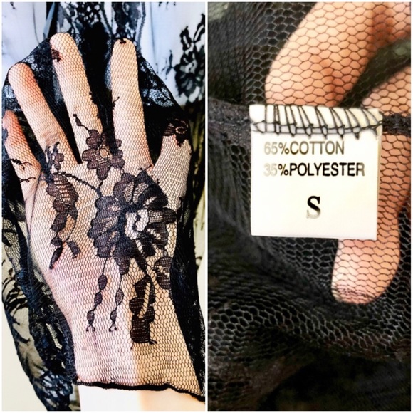 Sexy Black Floral Lace Robe/Beach Coverup_S - Picture 7 of 10